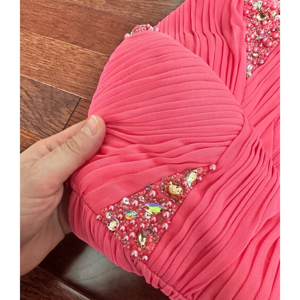 Decode 1.8 Peach Feminine Strapless Beaded Embellihsed Gown Dress Size 2 - Picture 10 of 11